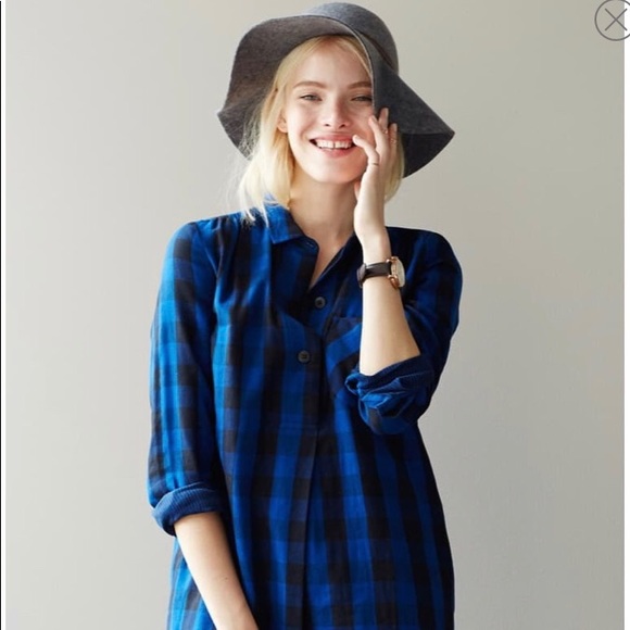 Madewell Dresses & Skirts - MADEWELL blue plaid shirt dress